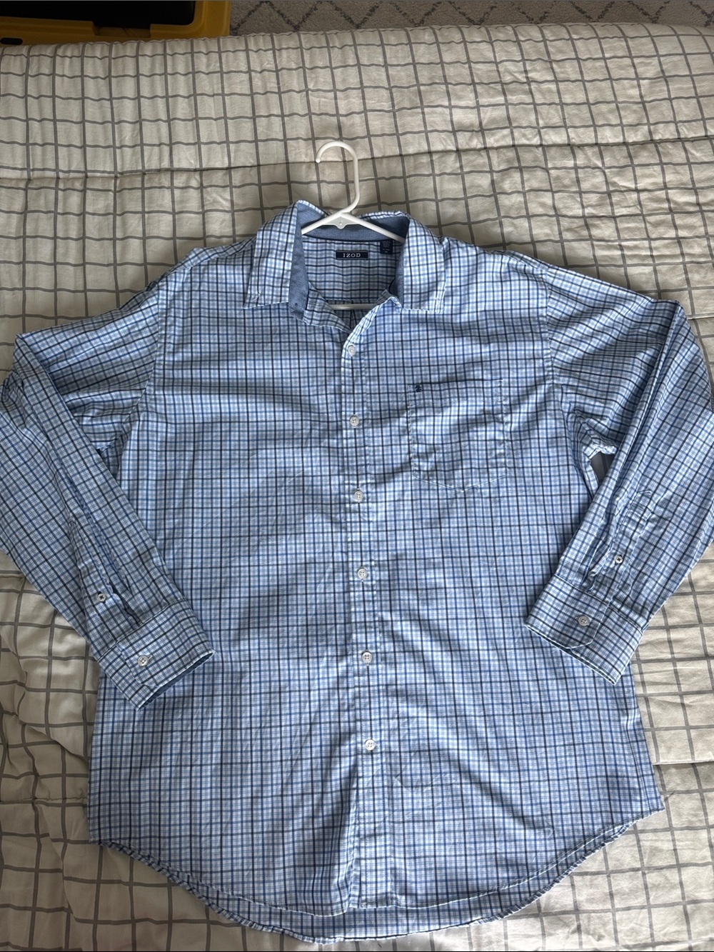 Izod Light Blue Plaid Dress Shirt